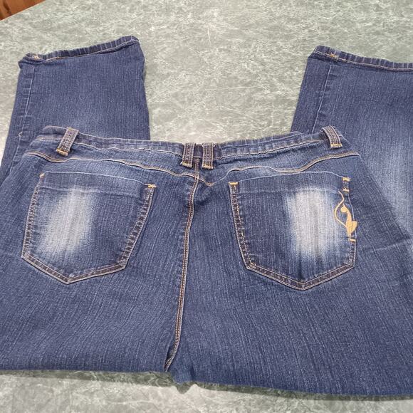 Phat Fashion Baby Phat Silver Label Womens Straight Jeans Size 18 Med Wash Y2k - Picture 1 of 15